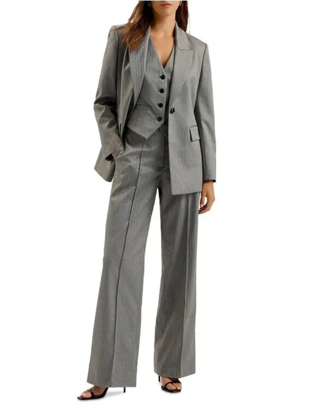 Ted Baker Koa Metallic Pinstripe Blazer and Pants Set in Dark Gray